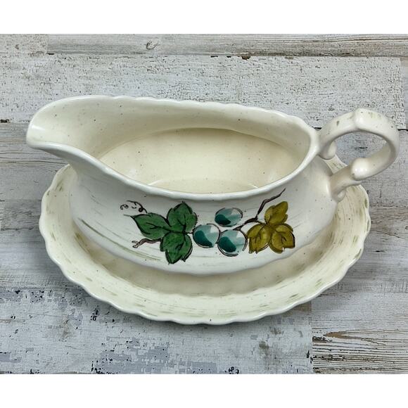 Metlox Gravy Boat Bowl Server Vernon Ware Vineyard Stoneware Pottery Vintage USA - Picture 5 of 9